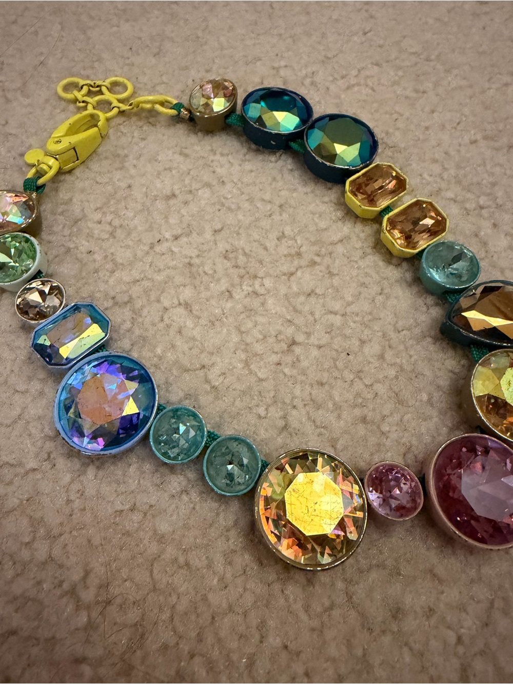 J. Crew Multicolor Crystal Statement Necklace - Yellow, Blue, Pink, Green, Gold - Picture 4 of 5